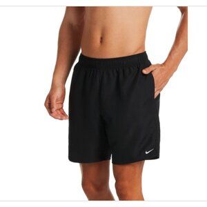 NWT Nike Essential Lap Solid 7" Swim Shorts Trunks Mens Medium Black Swimwear